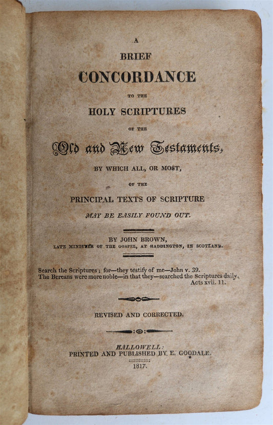 1817 CONCORDANCE to OLD & NEW TESTAMENTS antique AMERICANA