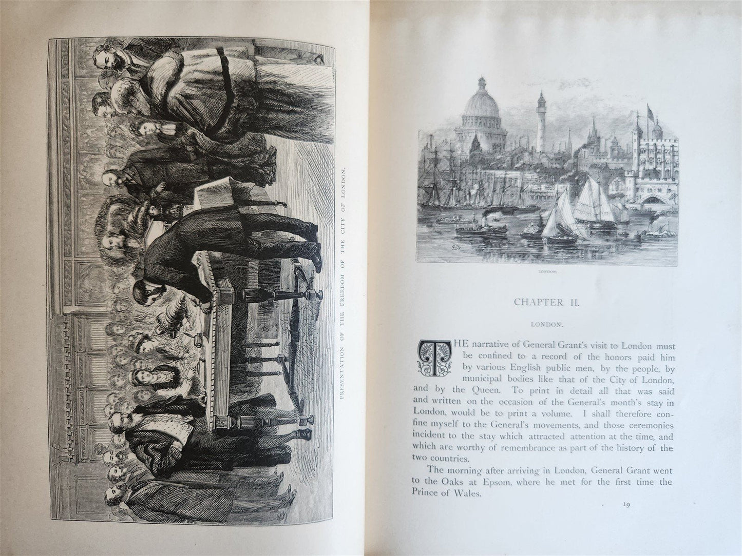 1879 AROUND THE WORLD with GENERAL GRANT 2 VOLUMES antique ILLUSTRATED