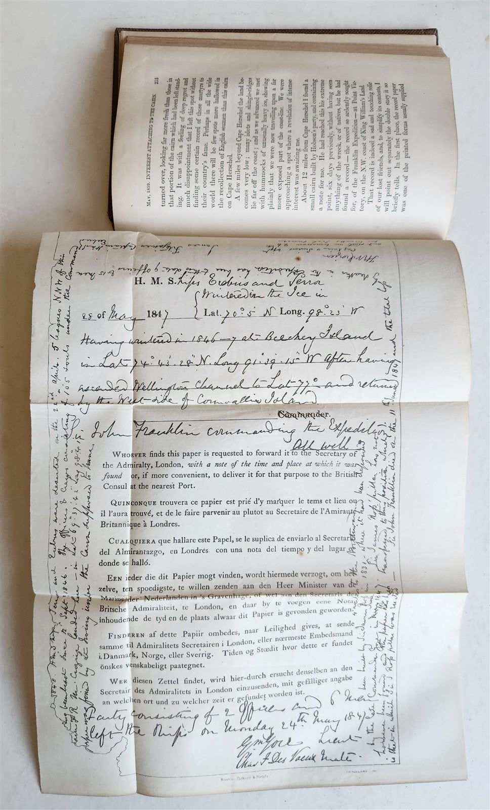 1860 NARRATIVE of DISCOVERY OF THE FATE of SIR JOHN FRANKLIN antique ILLUSTRATED