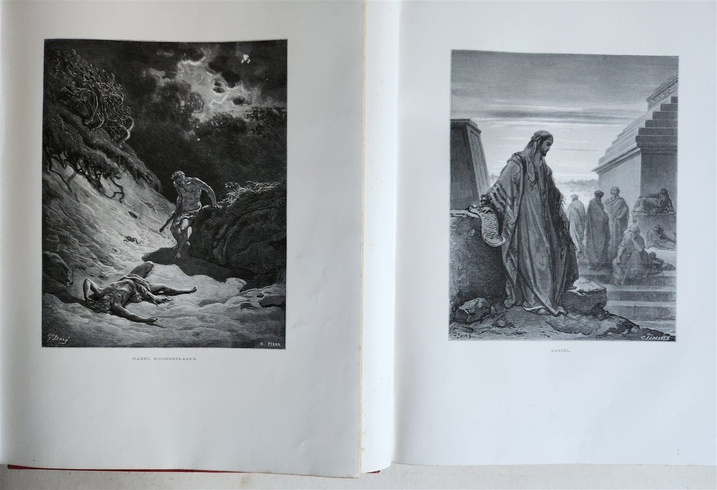 1870 BIBLE GUSTAVE DORE LLUSTRATED 2 VOLUMES MASSIVE FOLIO antique 200 plates