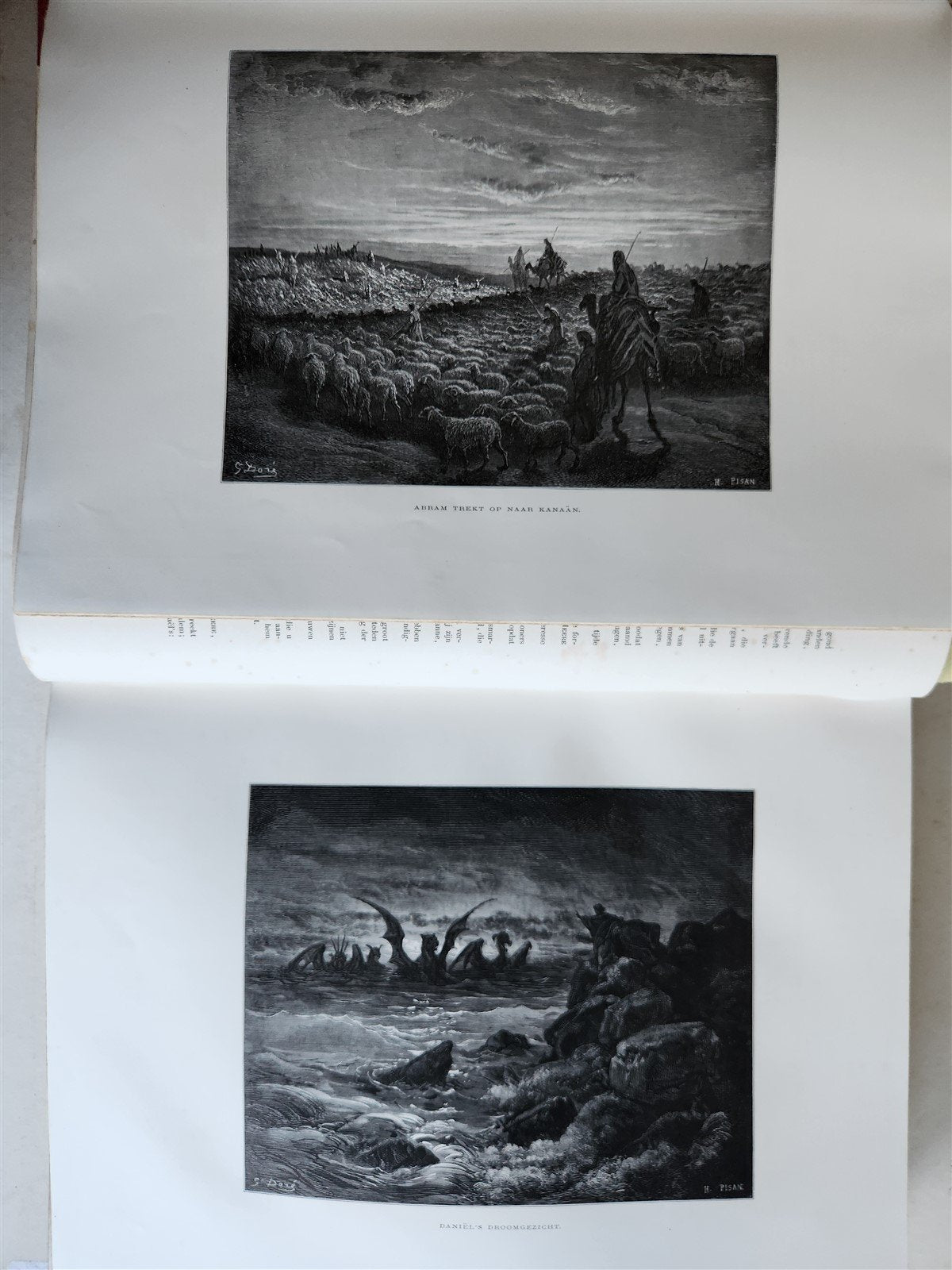 1870 BIBLE GUSTAVE DORE LLUSTRATED 2 VOLUMES MASSIVE FOLIO antique 200 plates