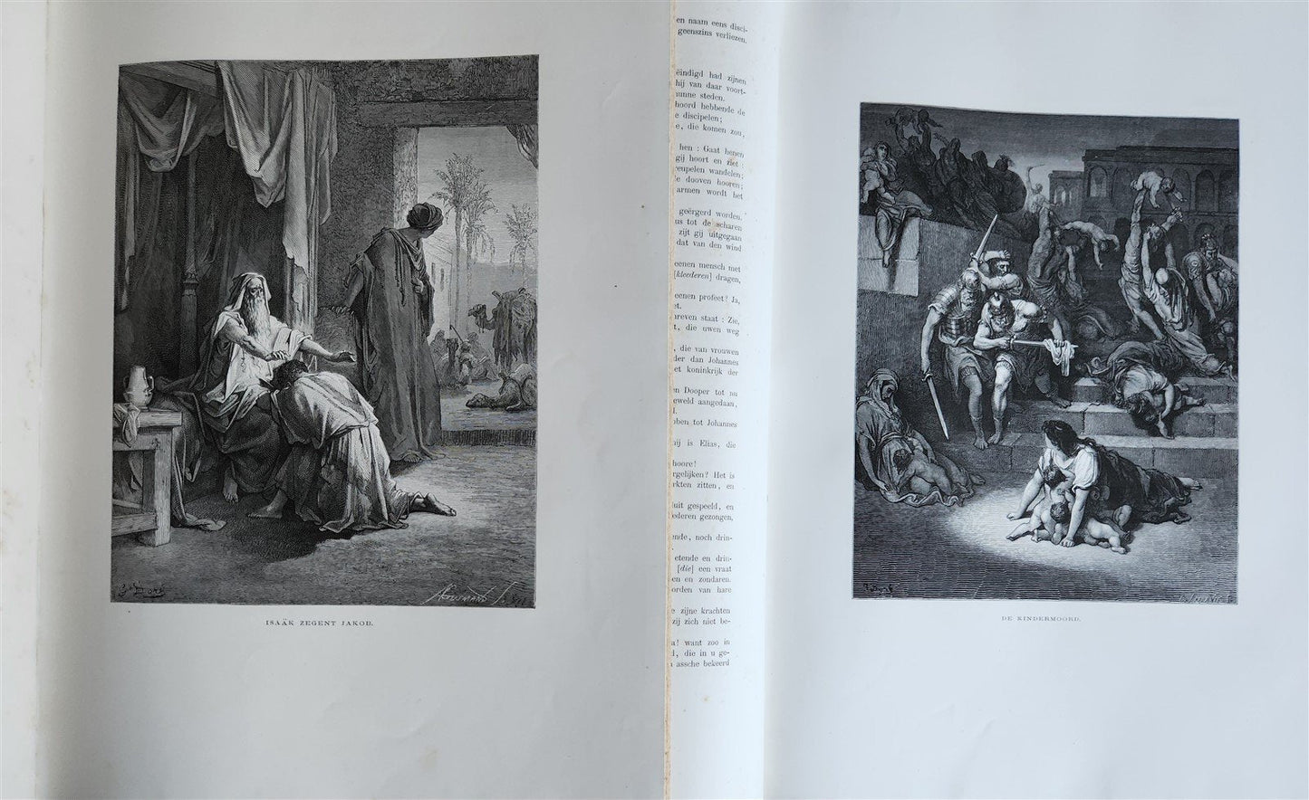 1870 BIBLE GUSTAVE DORE LLUSTRATED 2 VOLUMES MASSIVE FOLIO antique 200 plates