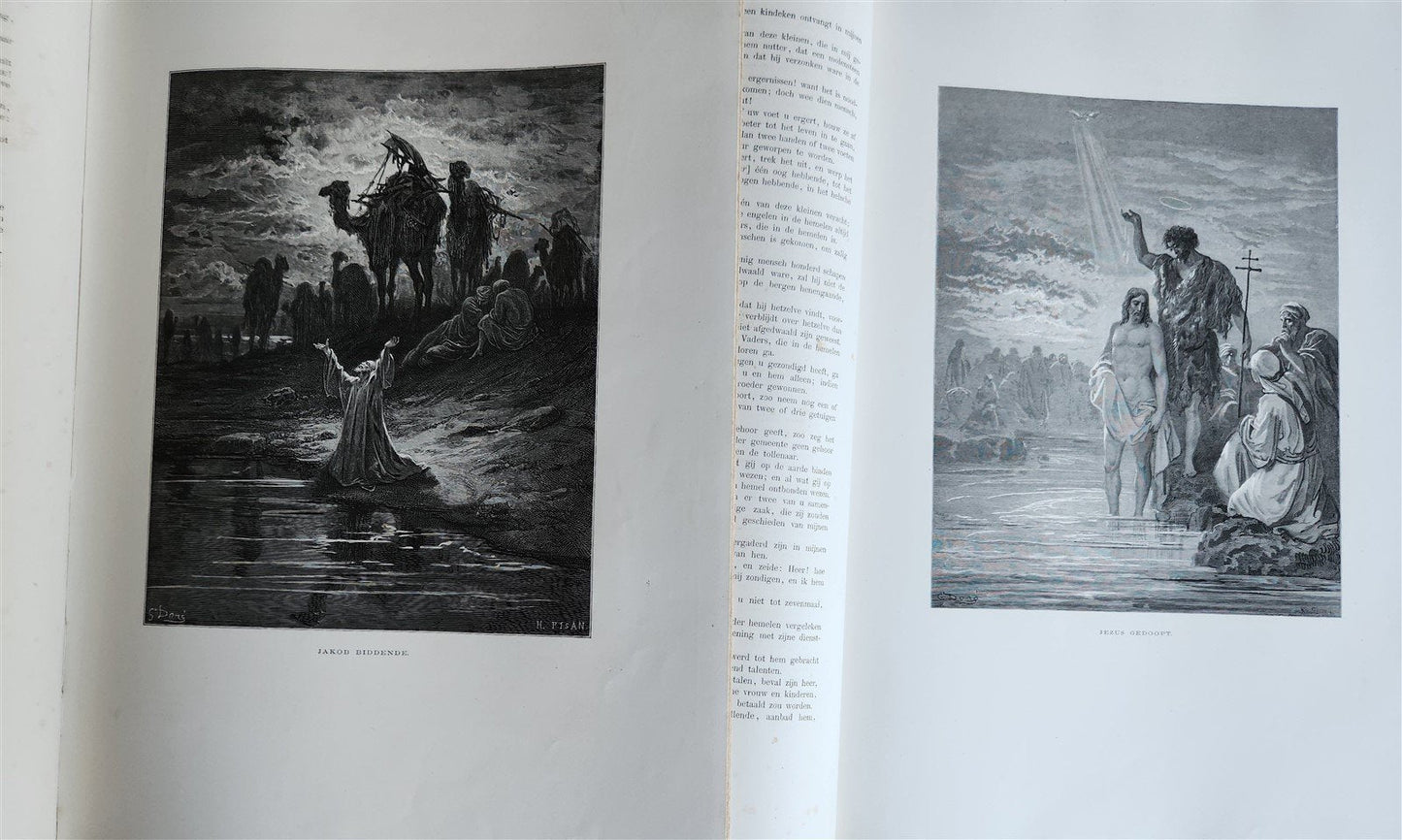 1870 BIBLE GUSTAVE DORE LLUSTRATED 2 VOLUMES MASSIVE FOLIO antique 200 plates