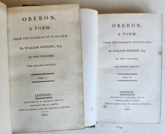 1805 OBERON POEM from German of Wieland by W. Sotheby 2 vols antique ILLUSTRATED
