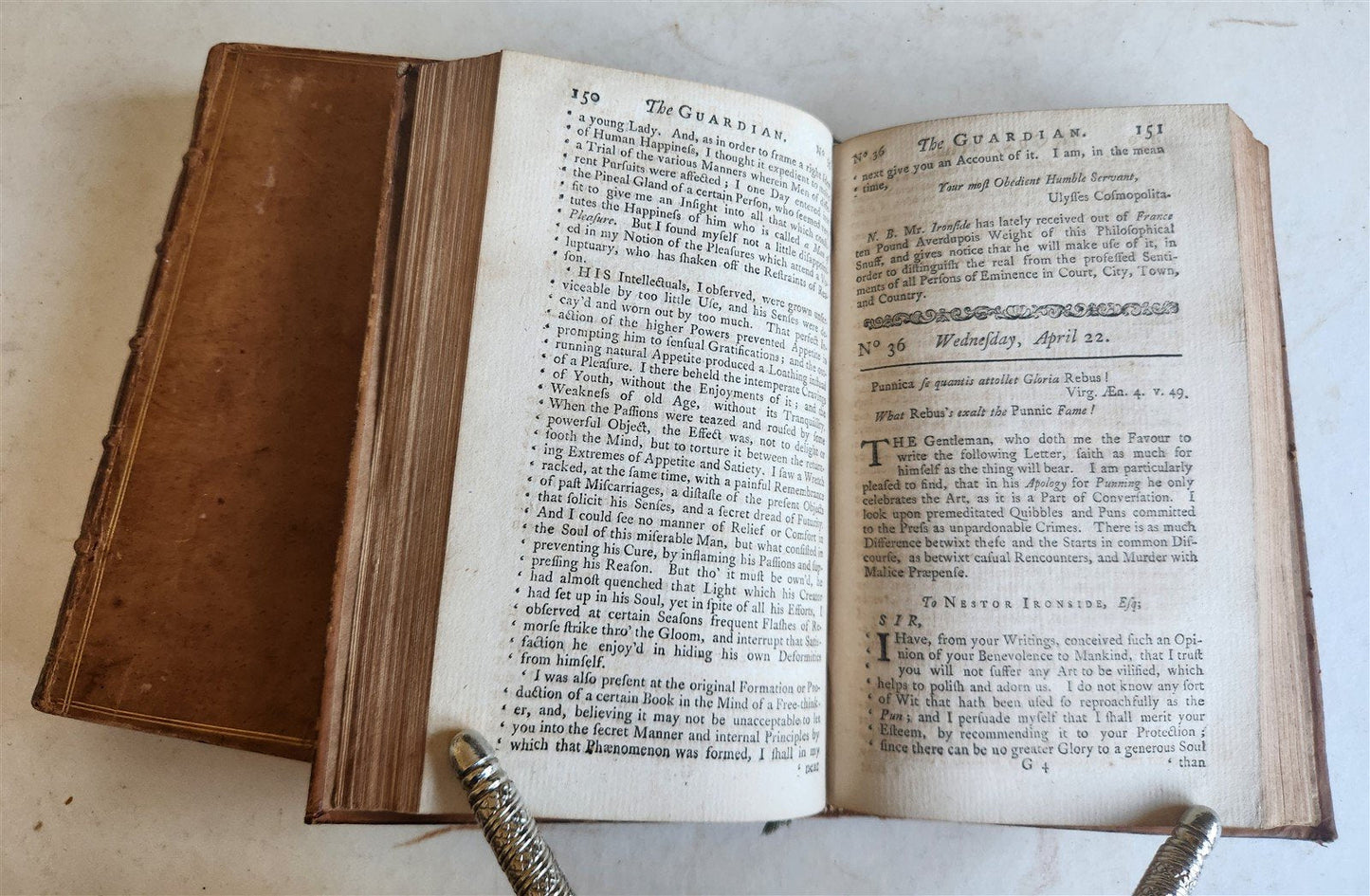 1751 THE GUARDIAN 2 volumes antique in ENGLISH