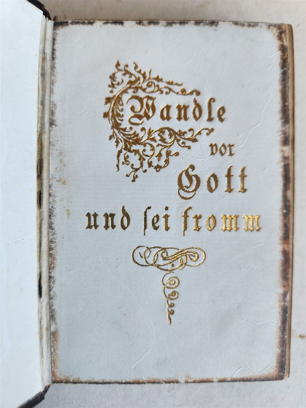 1874 PROTESTANT PRAYER BOOK in GERMAN antique VELVET GILT BINDING