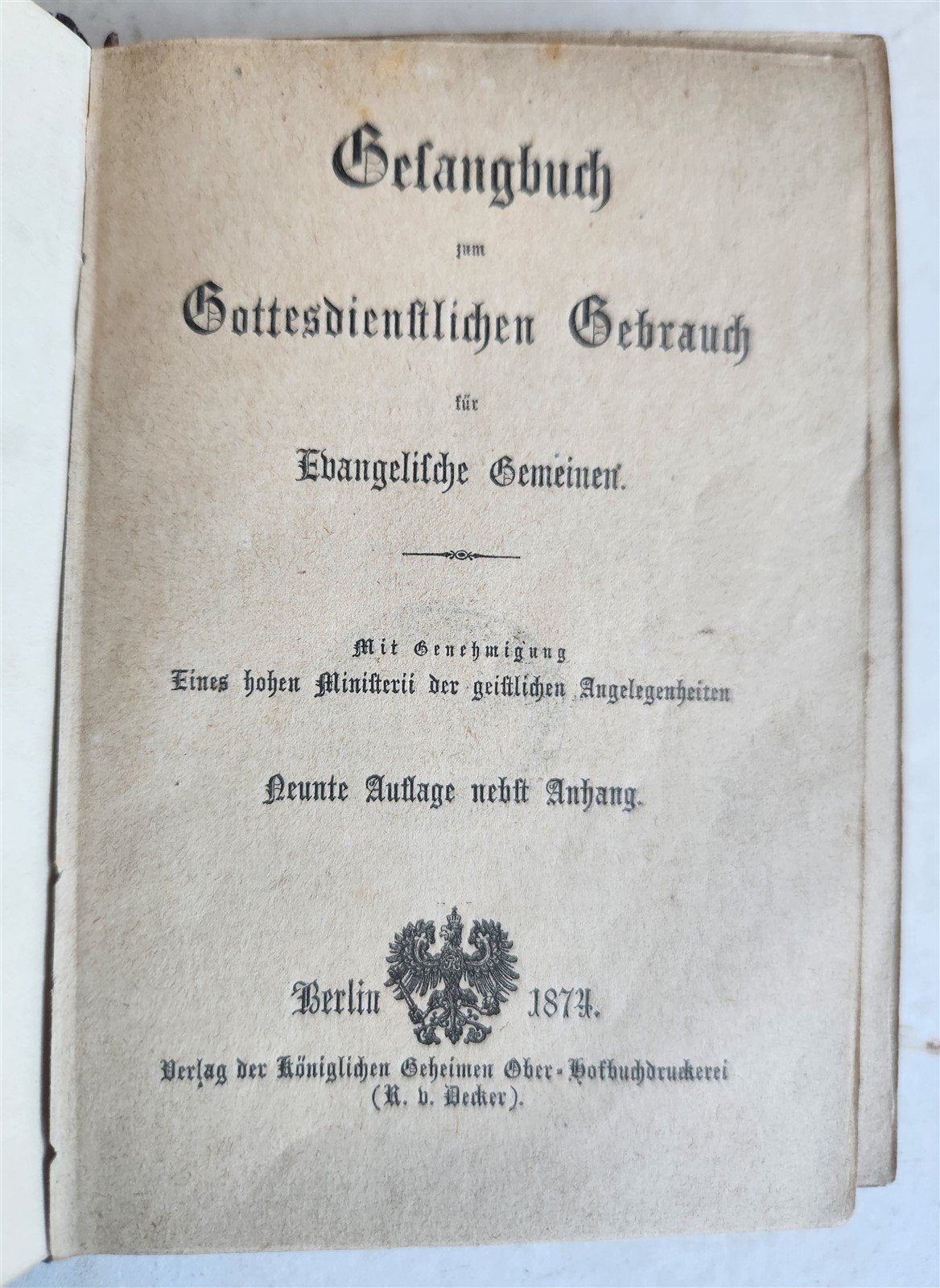1874 PROTESTANT PRAYER BOOK in GERMAN antique VELVET GILT BINDING