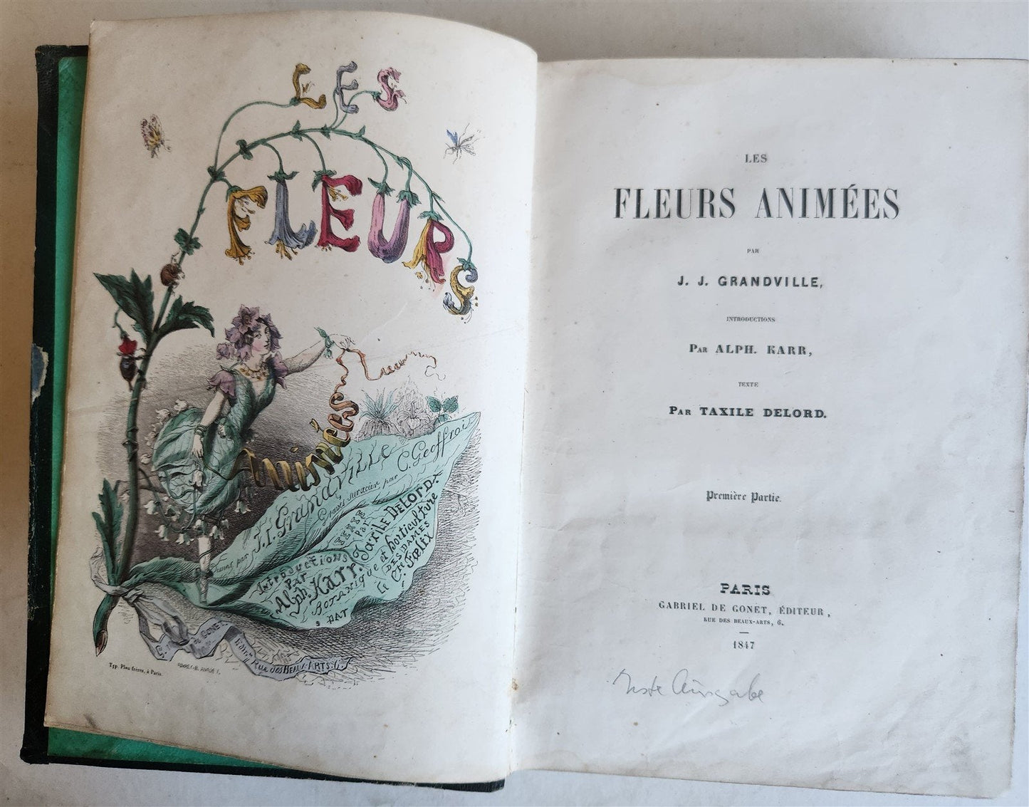 1847 LES FLEURS ANIMEES antique ILLUSTRATED with WOMEN PERSONIFYING FLOWERS