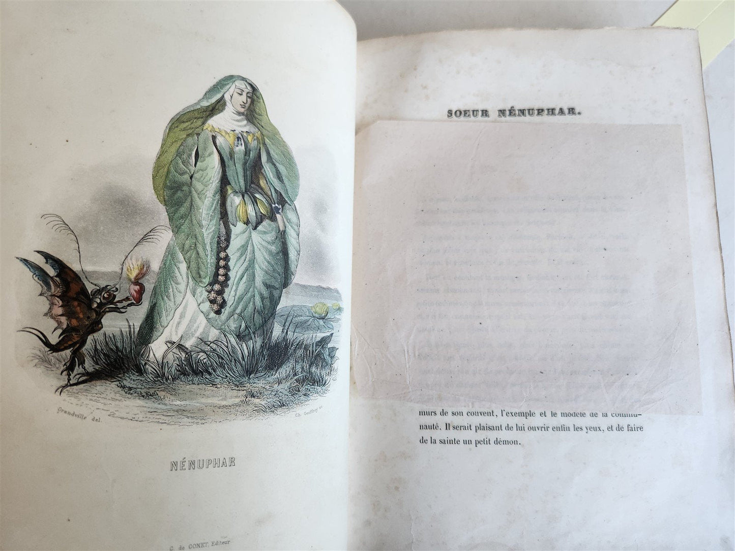 1847 LES FLEURS ANIMEES antique ILLUSTRATED with WOMEN PERSONIFYING FLOWERS