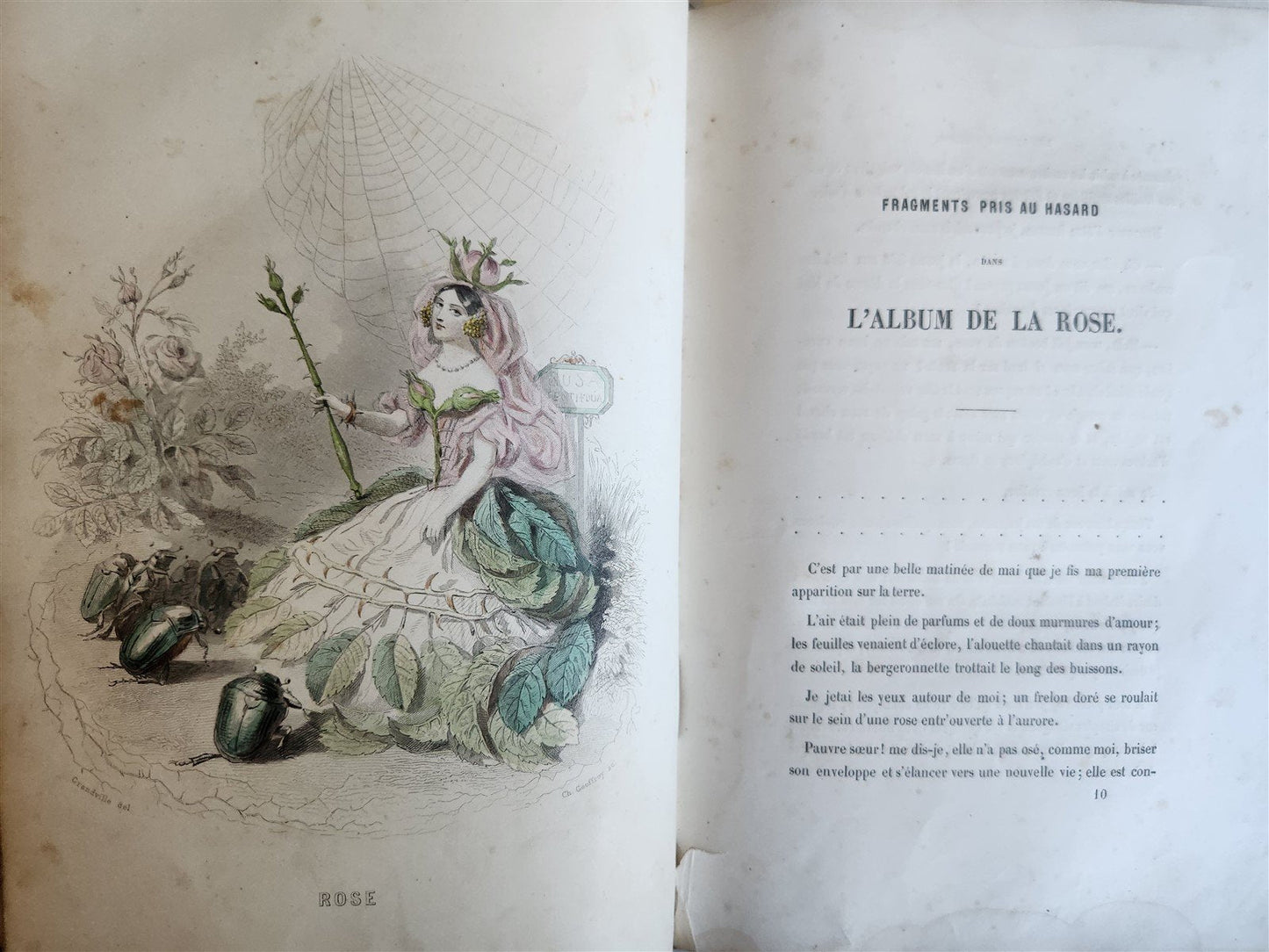 1847 LES FLEURS ANIMEES antique ILLUSTRATED with WOMEN PERSONIFYING FLOWERS