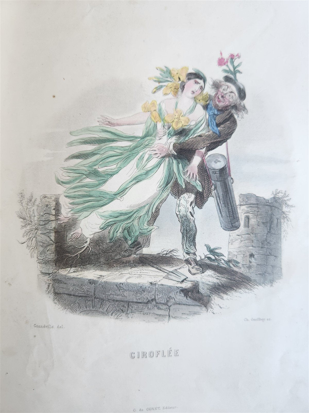 1847 LES FLEURS ANIMEES antique ILLUSTRATED with WOMEN PERSONIFYING FLOWERS