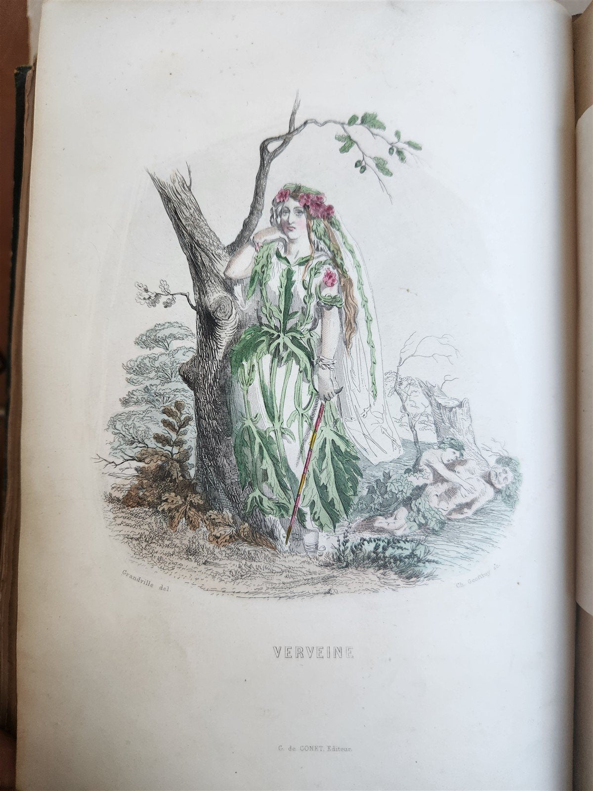 1847 LES FLEURS ANIMEES antique ILLUSTRATED with WOMEN PERSONIFYING FLOWERS