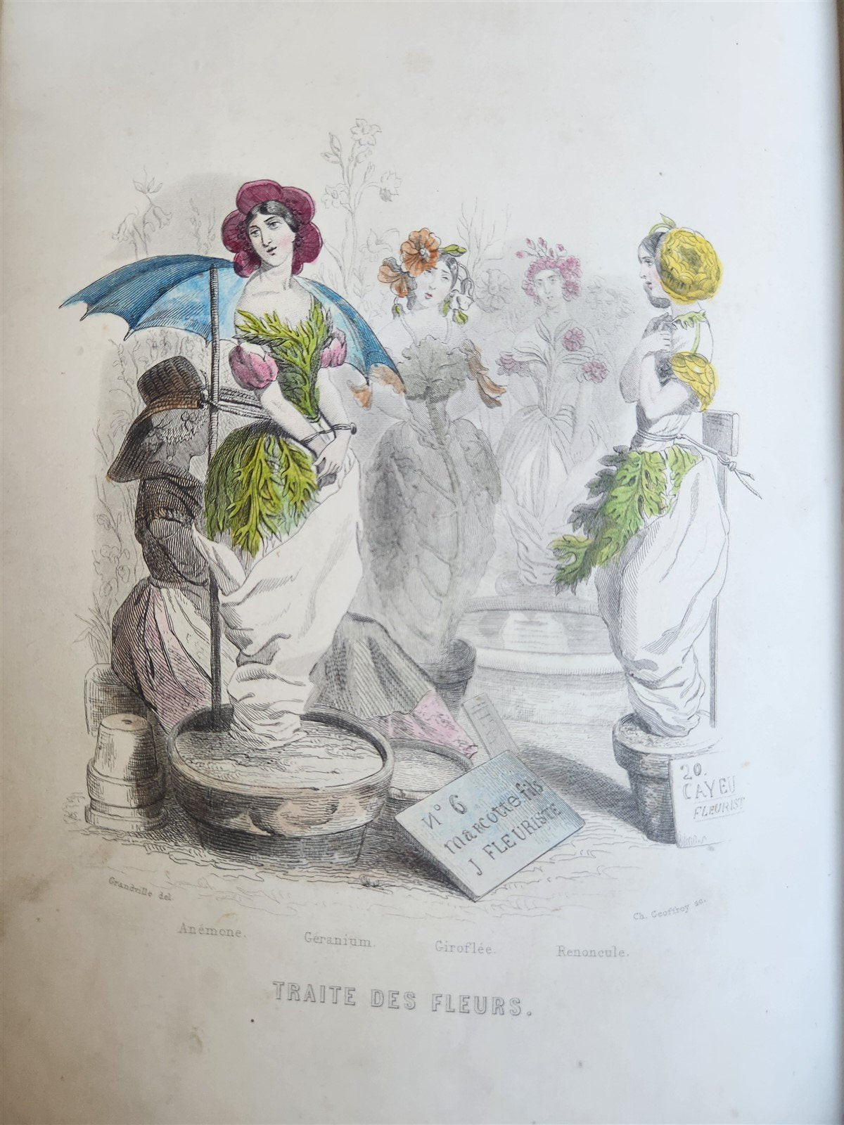 1847 LES FLEURS ANIMEES antique ILLUSTRATED with WOMEN PERSONIFYING FLOWERS