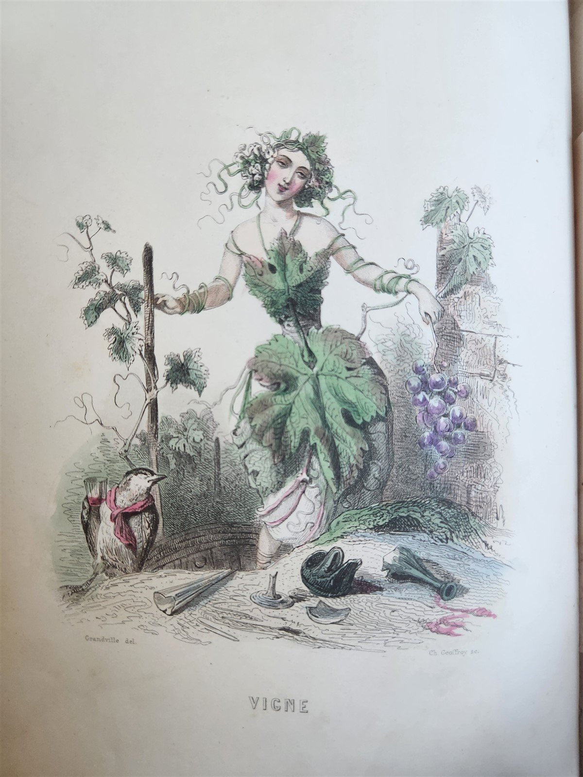 1847 LES FLEURS ANIMEES antique ILLUSTRATED with WOMEN PERSONIFYING FLOWERS