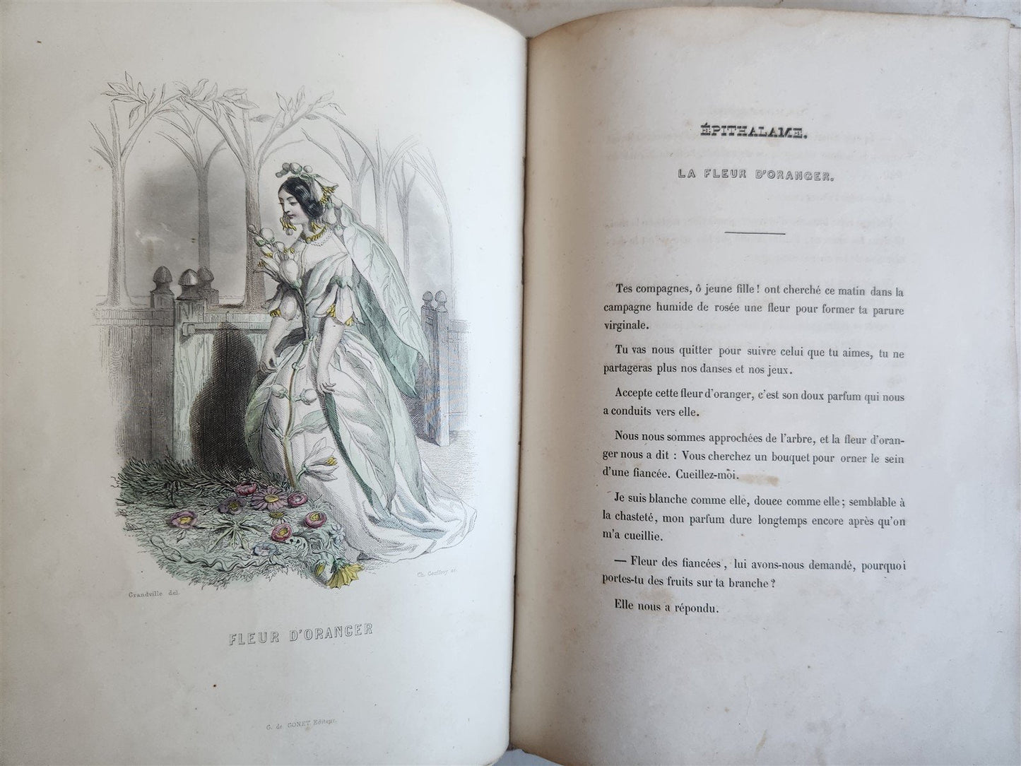 1847 LES FLEURS ANIMEES antique ILLUSTRATED with WOMEN PERSONIFYING FLOWERS