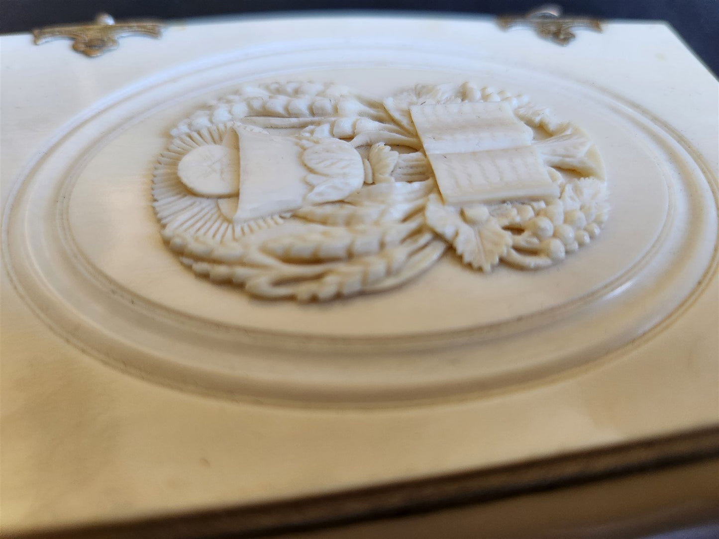 1872 PRAYER BOOK in FRENCH antique CARVED BONE BINDING - PAROISSIEN ROMAIN