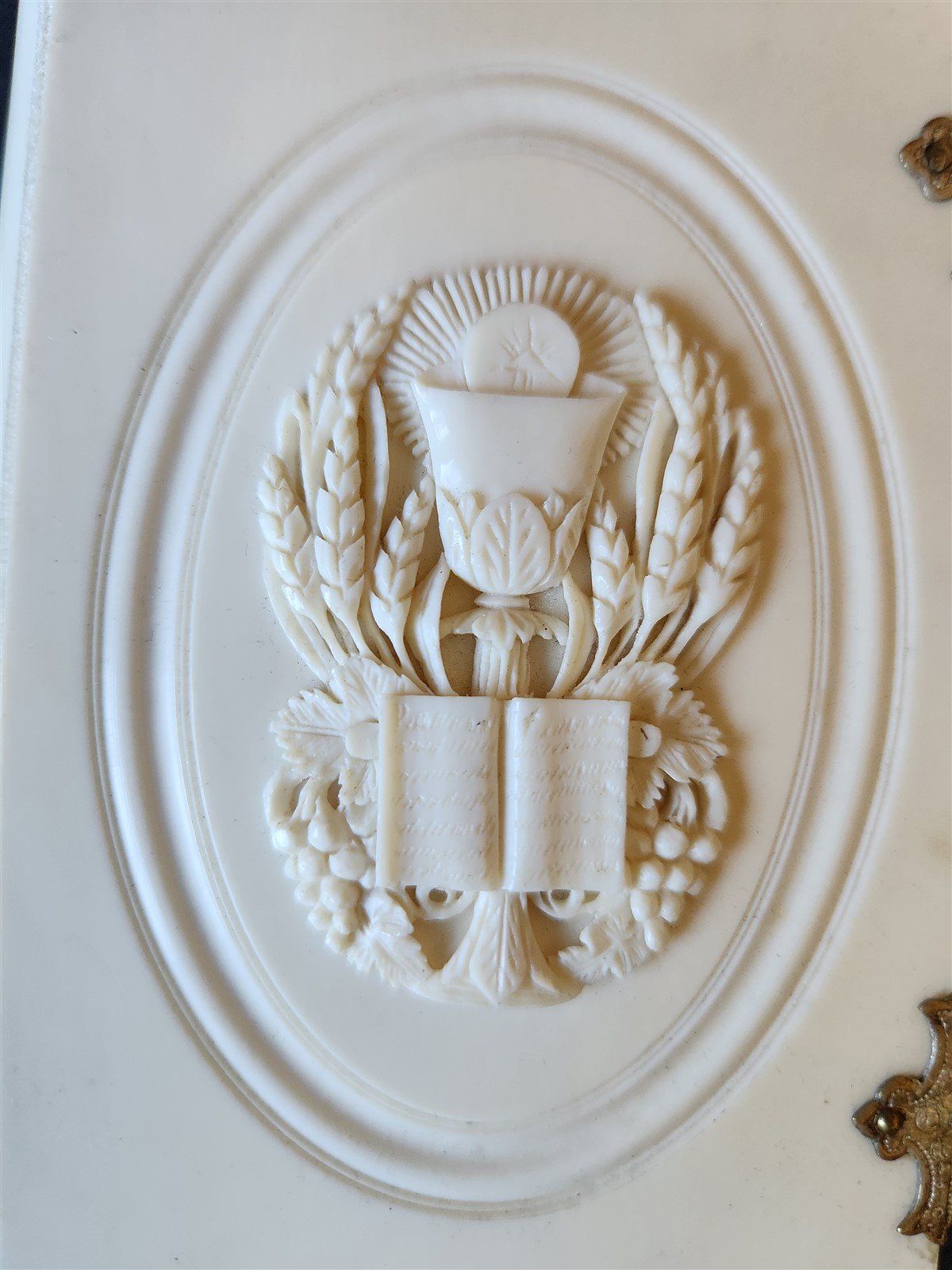 1872 PRAYER BOOK in FRENCH antique CARVED BONE BINDING - PAROISSIEN ROMAIN