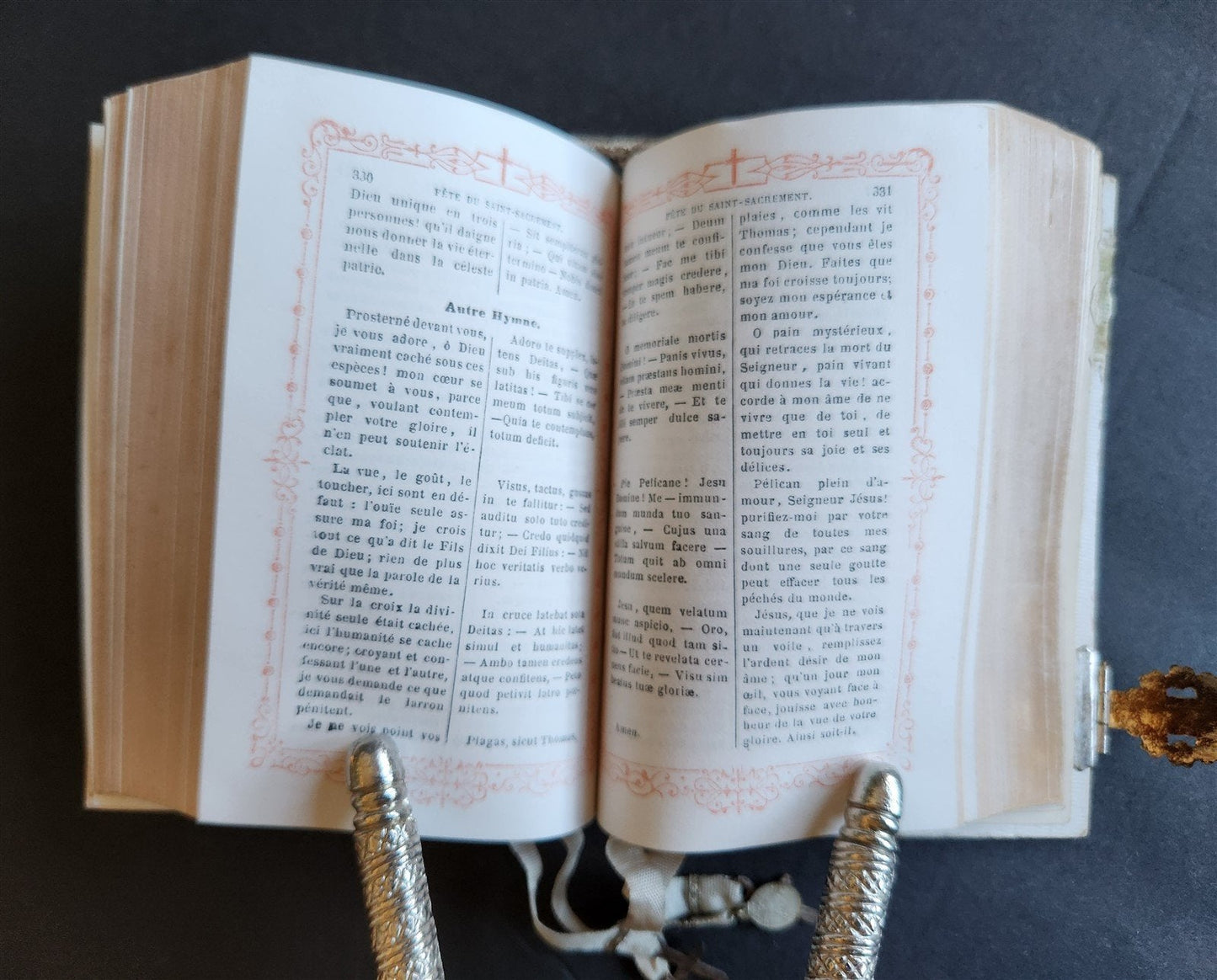 1872 PRAYER BOOK in FRENCH antique CARVED BONE BINDING - PAROISSIEN ROMAIN