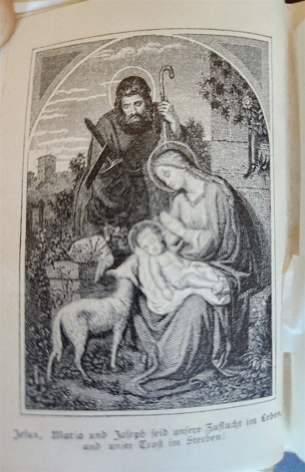 1880s PRAYER BOOK in GERMAN antique FINE BINDING w/ APPLIED BRASS CROSS