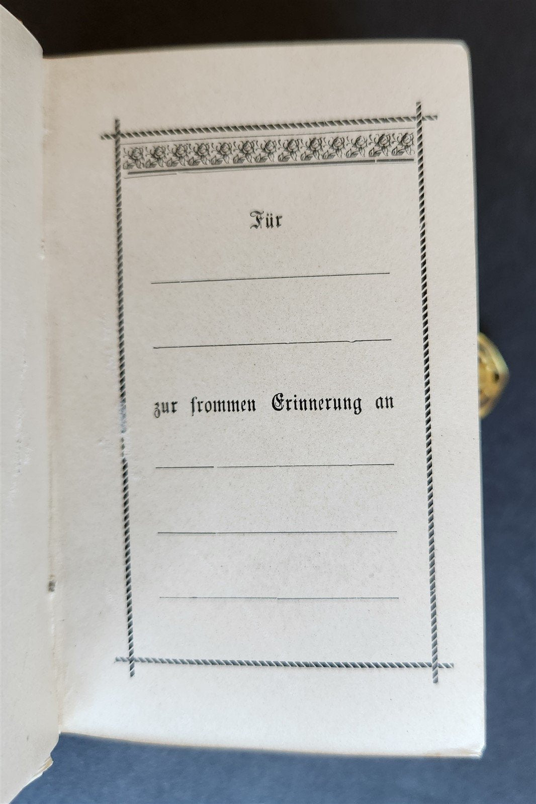 1880s PRAYER BOOK in GERMAN antique FINE BINDING w/ APPLIED BRASS CROSS