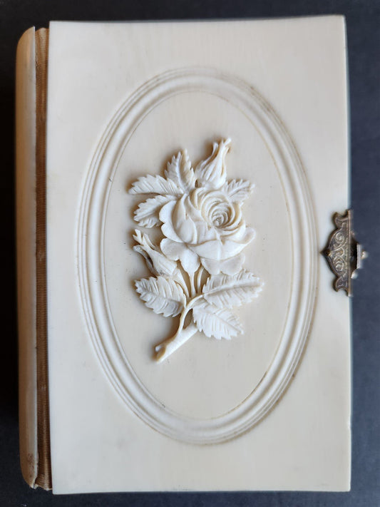 1890 PRAYER BOOK in FRENCH antique CARVED BONE BINDING - PAROISSIEN ROMAIN