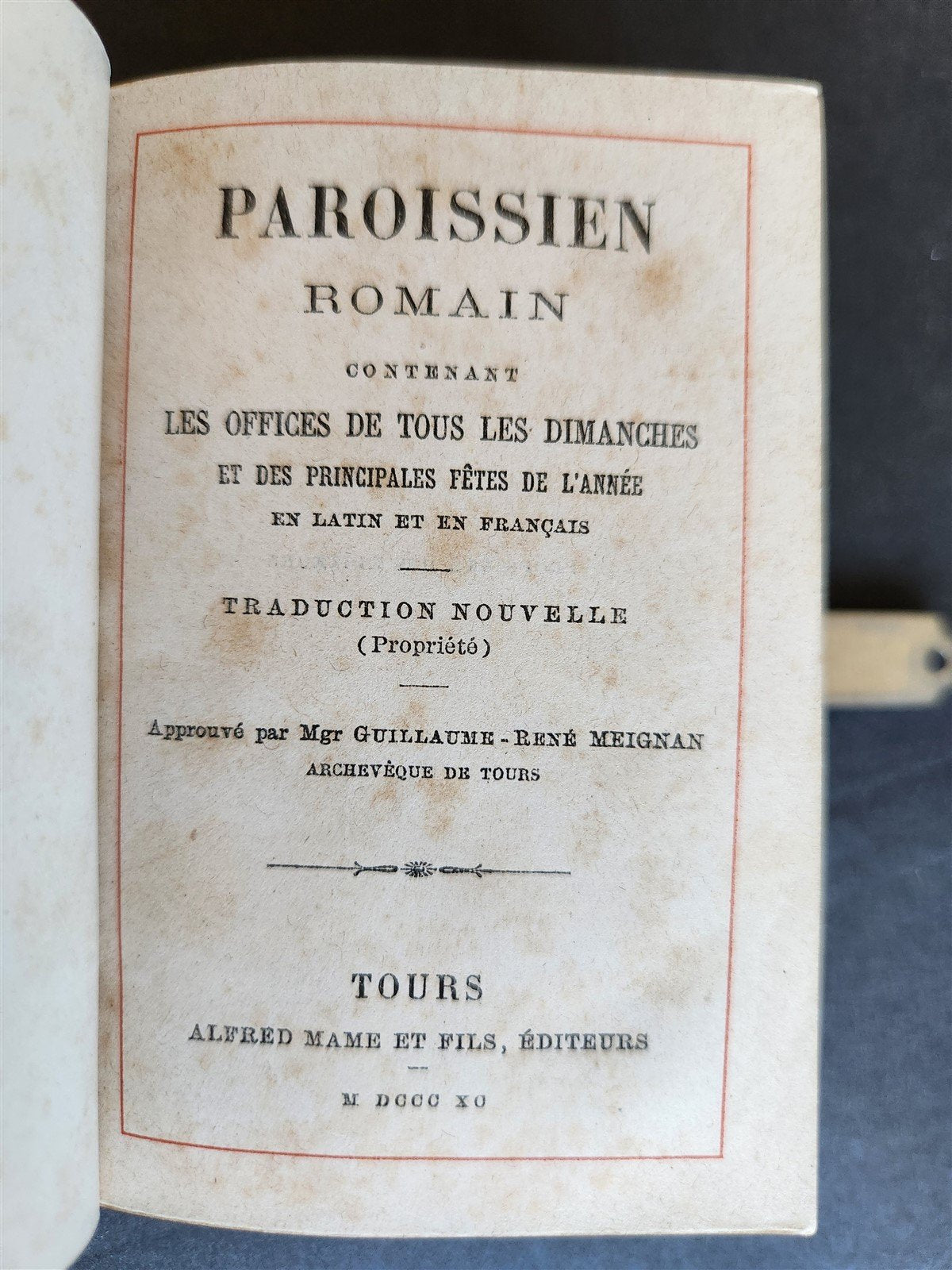 1890 PRAYER BOOK in FRENCH antique CARVED BONE BINDING - PAROISSIEN ROMAIN