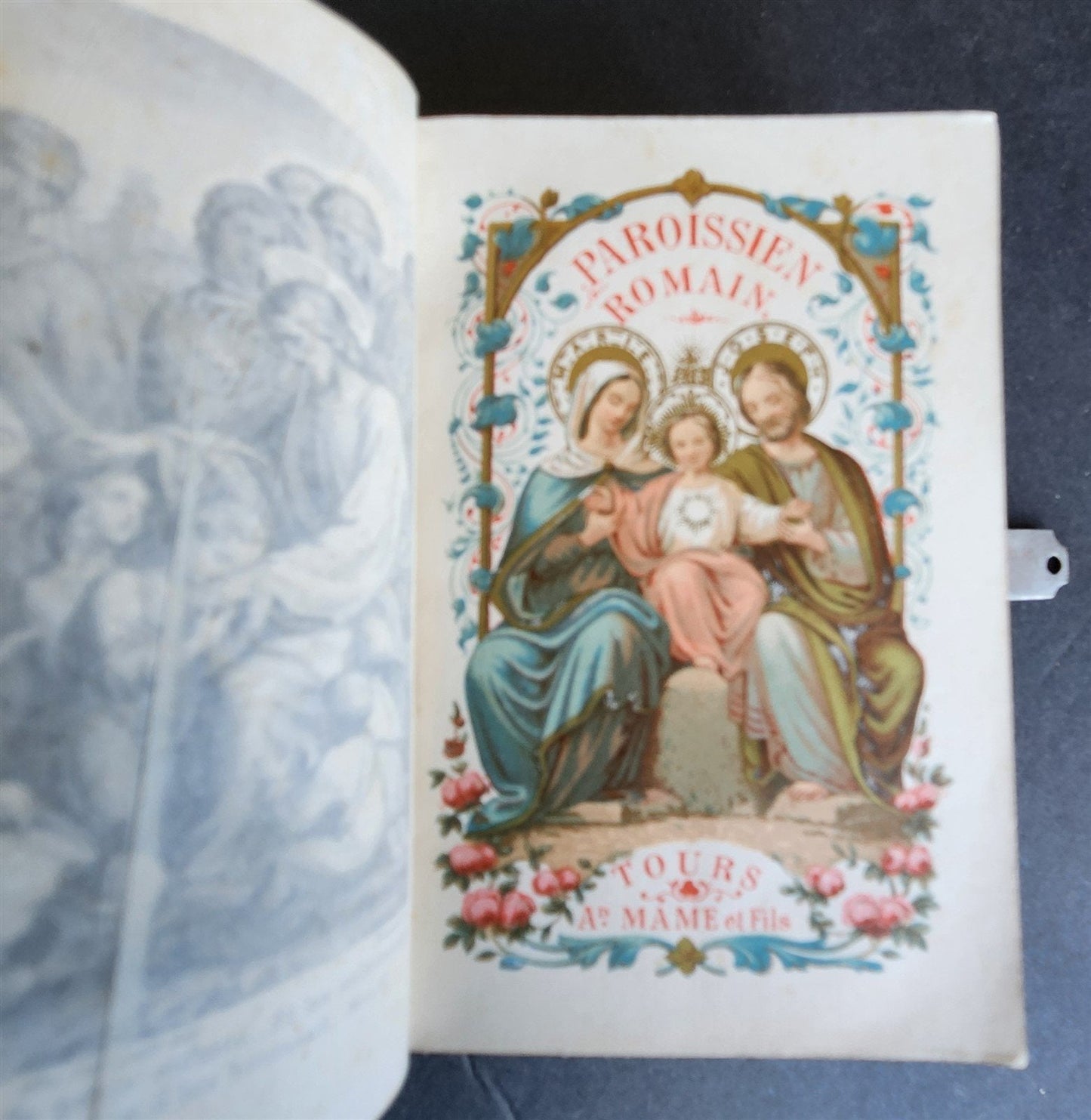 1890 PRAYER BOOK in FRENCH antique CARVED BONE BINDING - PAROISSIEN ROMAIN