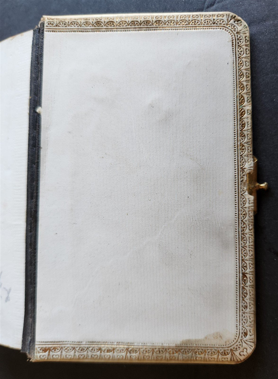 1890s PRAYER BOOK in GERMAN antique NICE BINDING w/ APPLIED BRASS CROSS