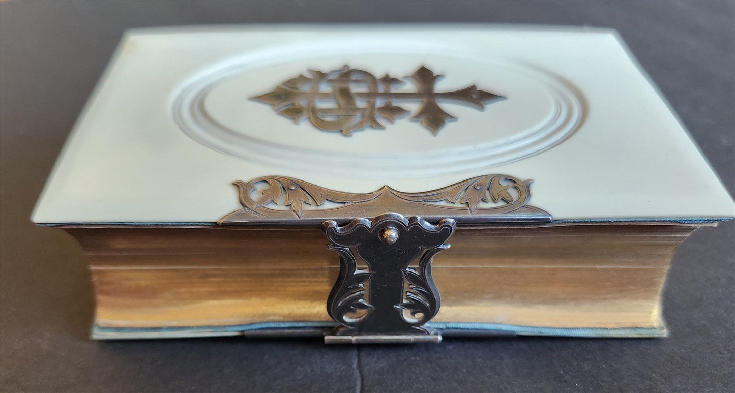 1872 COMMON PRAYER BOOK in ENGLISH antique SILVER DECORATED BINDING