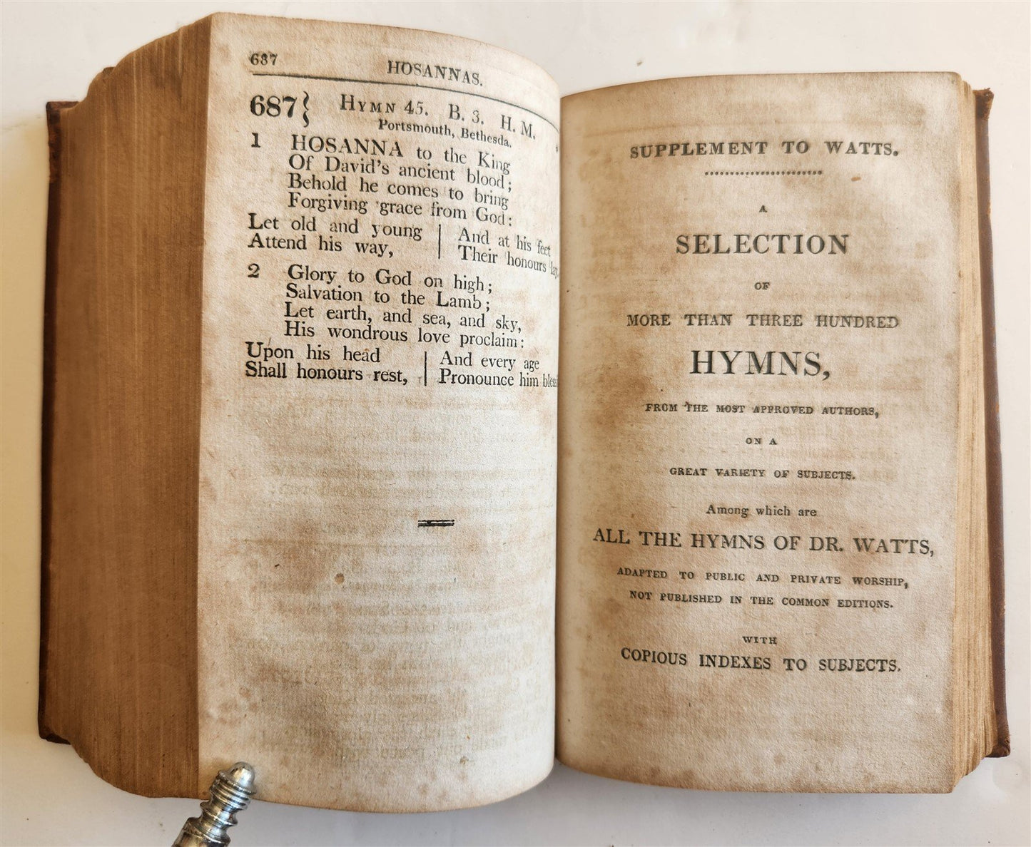 1821 AN ARRANGEMENT of PSALMS HYMNS & SPIRITUAL SONGS by WATTS antique AMERICANA