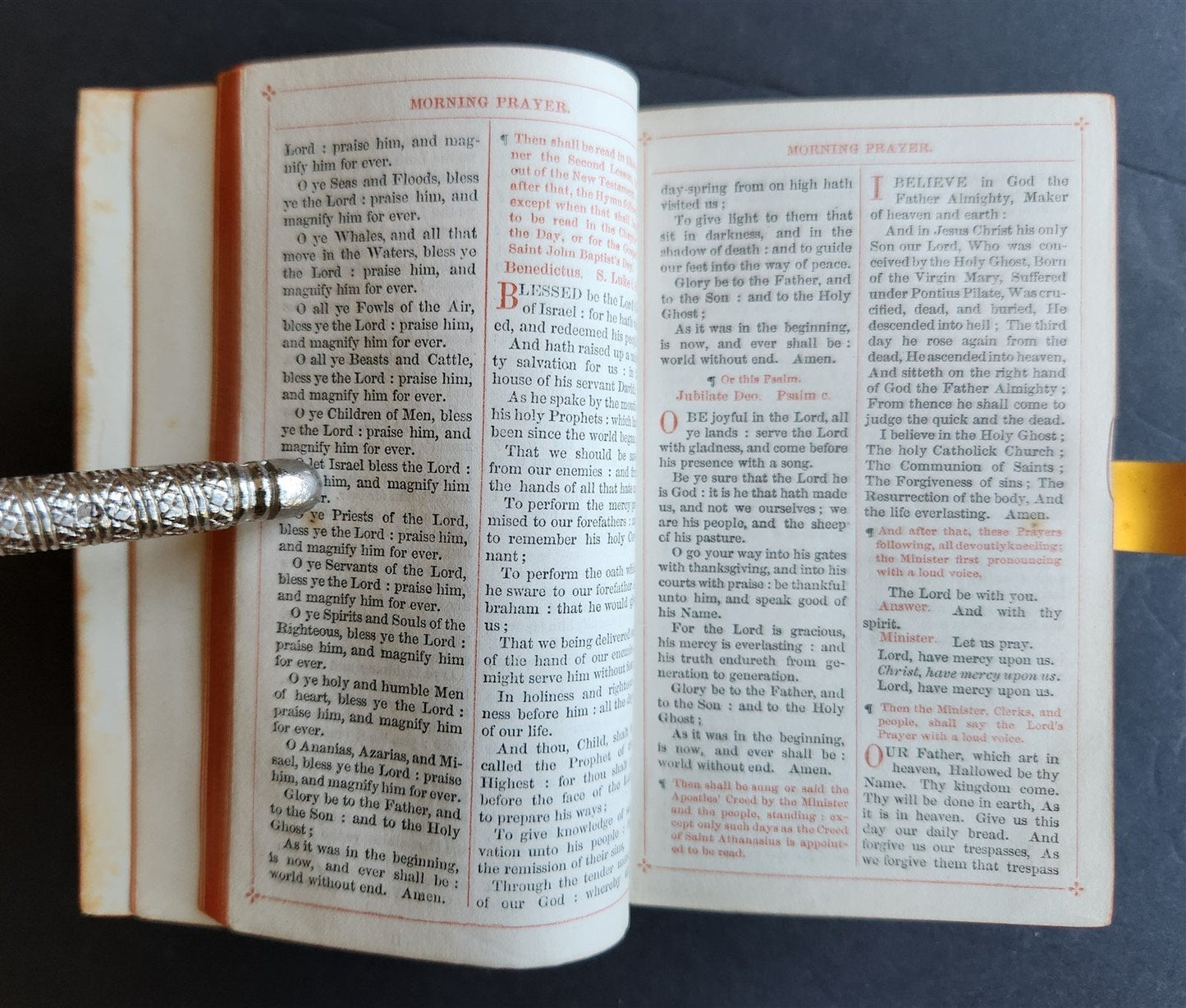 1890s COMMON PRAYER BOOK in ENGLISH antique NICE BINDING w/ APPLIED CROSS