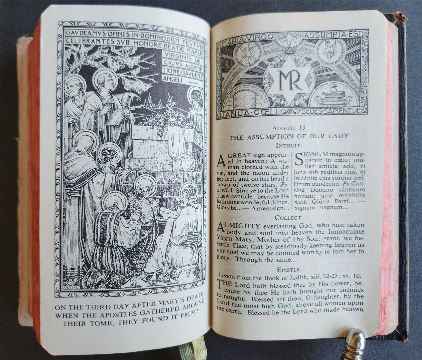 1959 ROMAN MISSAL antique w/ MOTHER-OF-PEARL BINDING