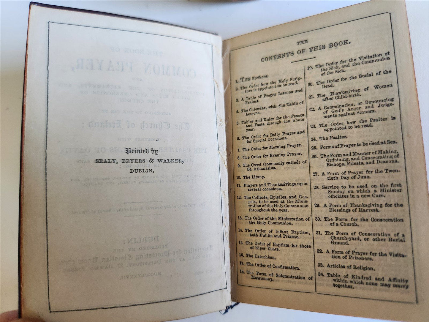 1887 COMMON PRAYER BOOK & CHURCH HYMNAL w/ LEATHER BOX antique DUBLIN IRELAND