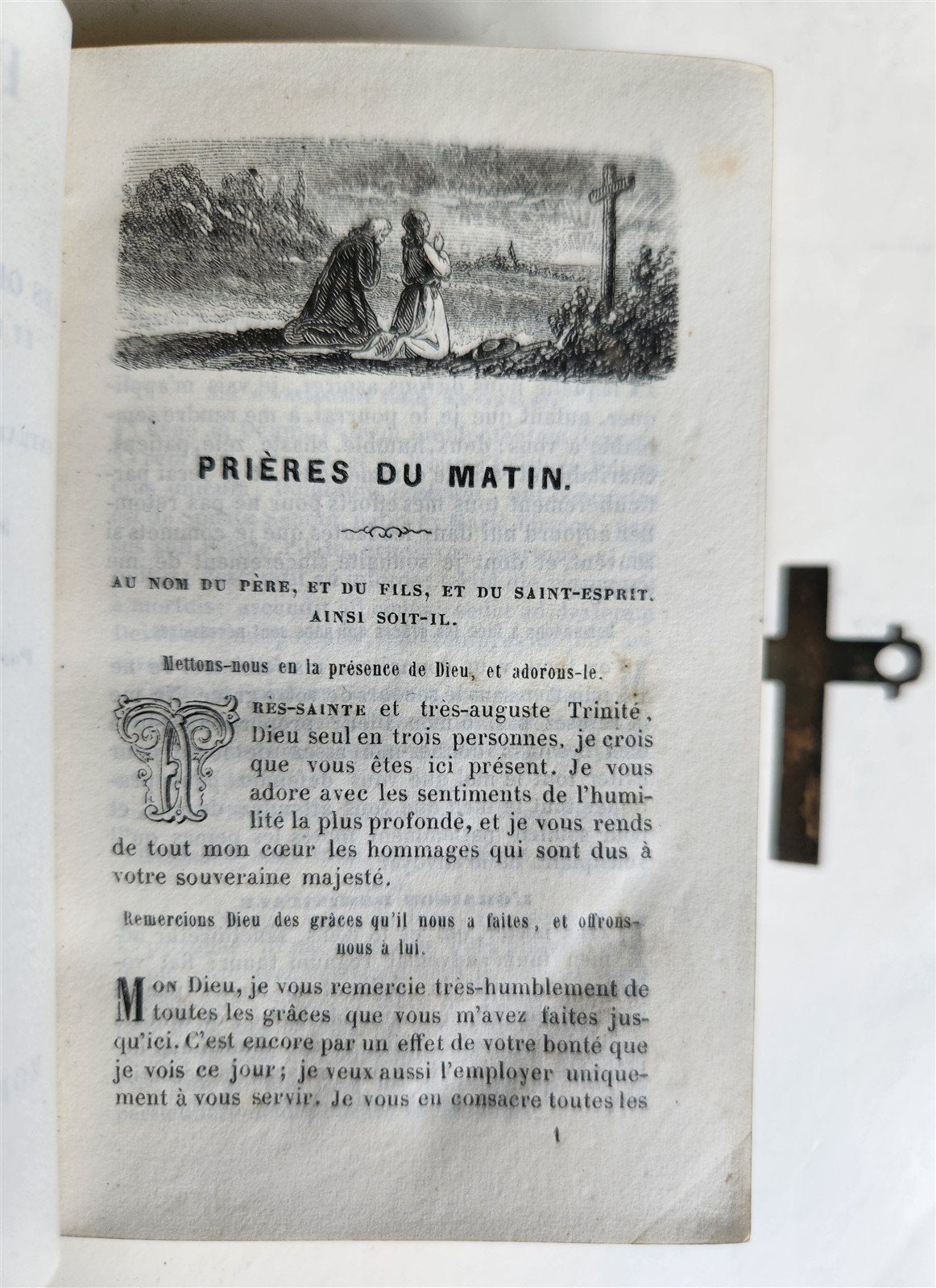 1880s PAROISSIEN ROMAIN antique BEAUTIFUL VELVET BINDING w/ SILVER CROSS CLASP