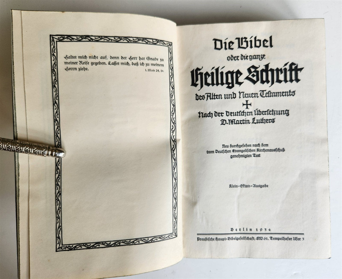 1934 BIBLE in GERMAN pre-WWII translated by MARTIN LUTHER antique