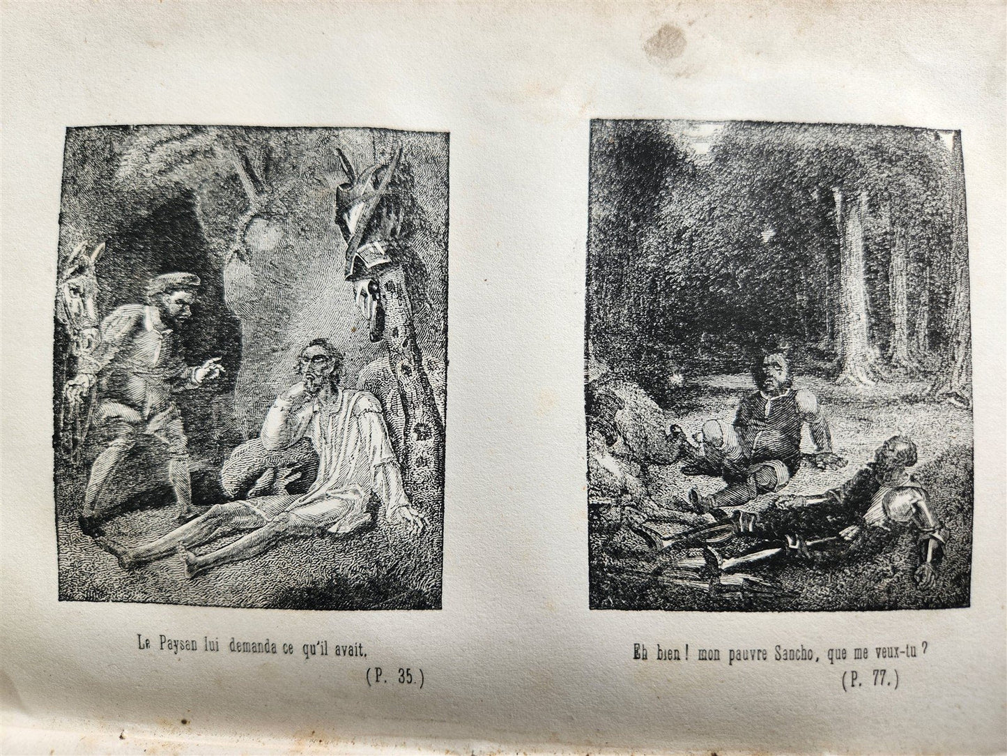 1852 LE DON QUICHOTTE de Cervantes by Paul Jouhanneaud antique ILLUSTRATED