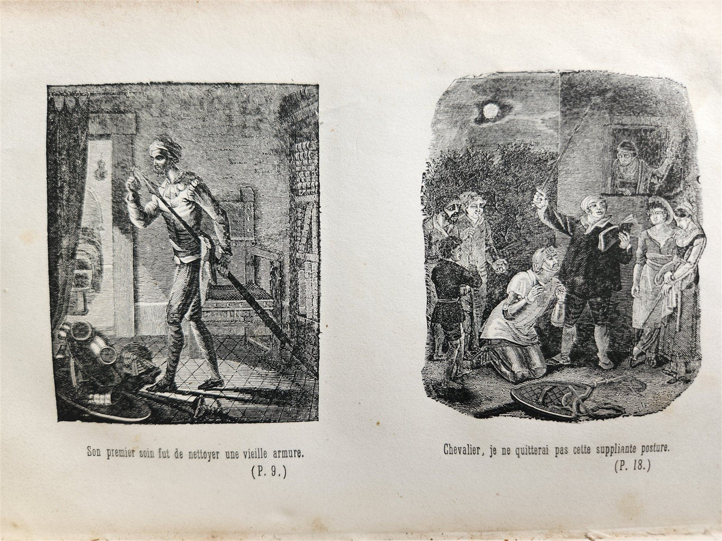 1852 LE DON QUICHOTTE de Cervantes by Paul Jouhanneaud antique ILLUSTRATED