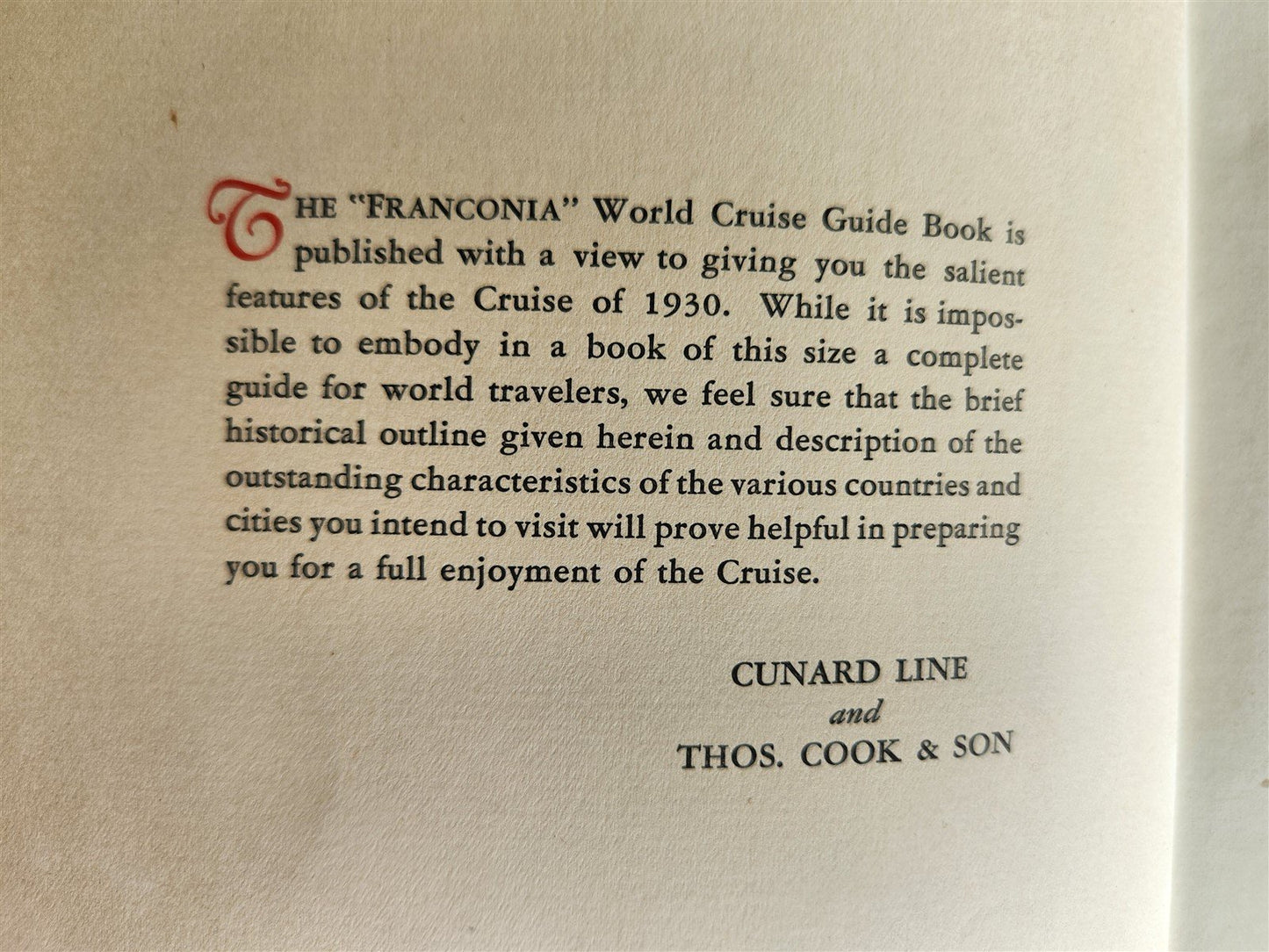 1929 AROUND THE WORLD in FRANCONIA antique Cunard Line promotion