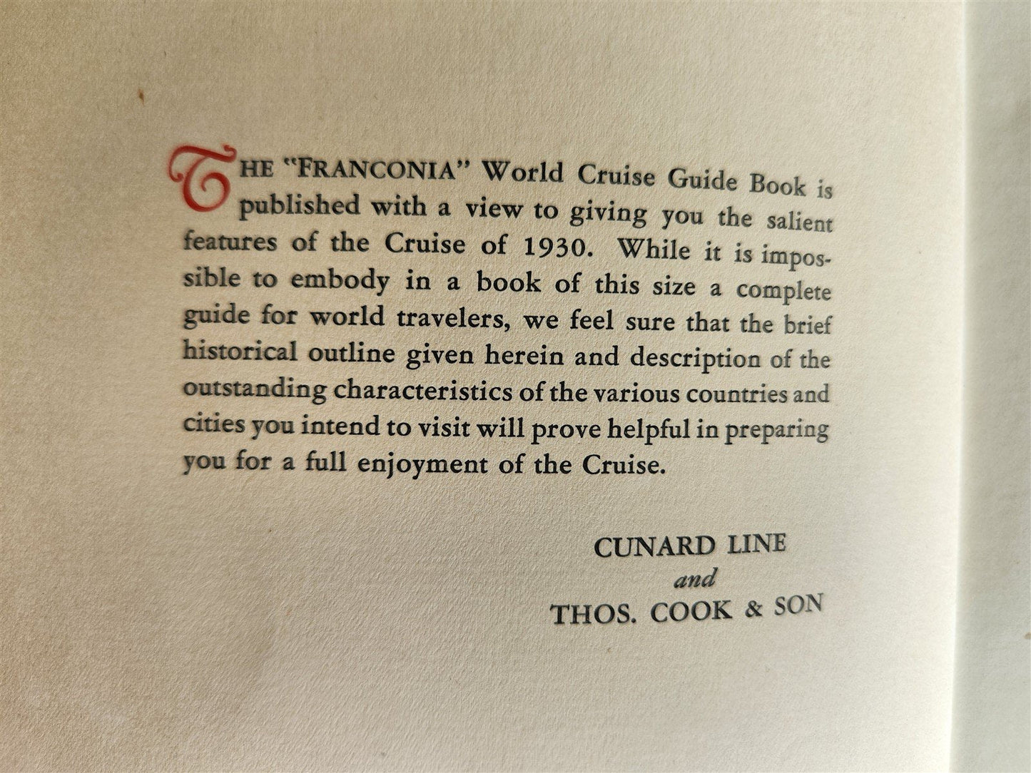1929 AROUND THE WORLD in FRANCONIA antique Cunard Line promotion