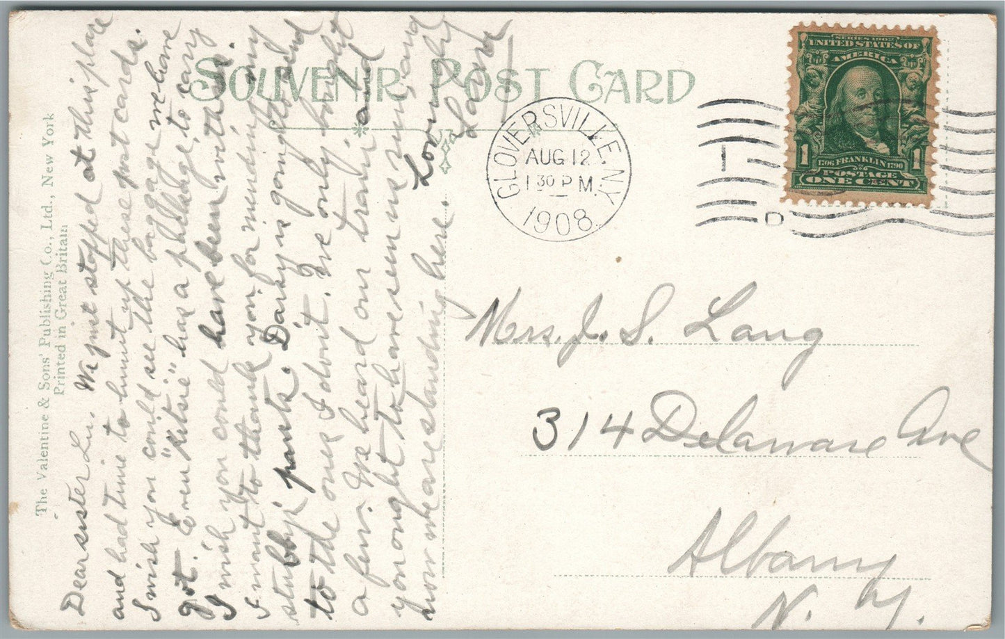 FONDA NY BROADWAY ANTIQUE POSTCARD