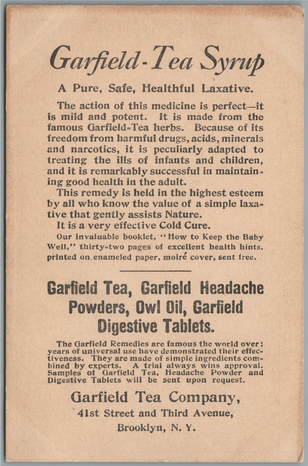 NEW YORK - PARIS AUTO RACE FRENCH CAR TEA SYROP ADVERTISING ANTIQUE POSTCARD