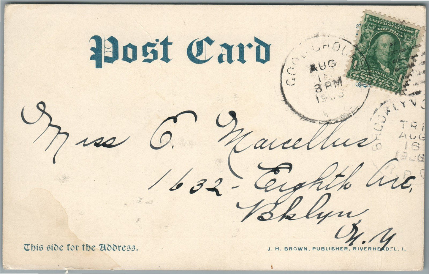 RIVERHEAD LI NY EAST MAIN STREET ANTIQUE POSTCARD