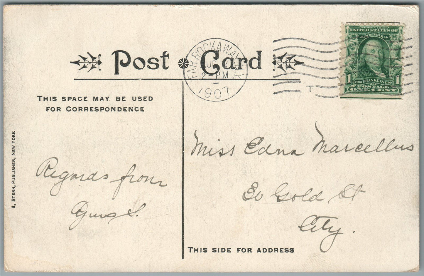 ROCKAWAY NY LIFE BOAT ANTIQUE POSTCARD