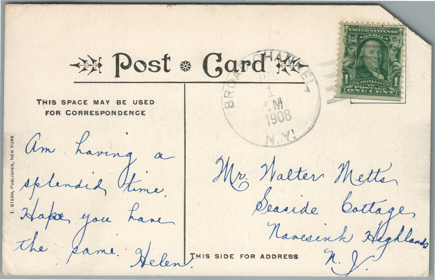 ROCKAWAY BEACH LI NY EAGAN VILLAS ANTIQUE POSTCARD