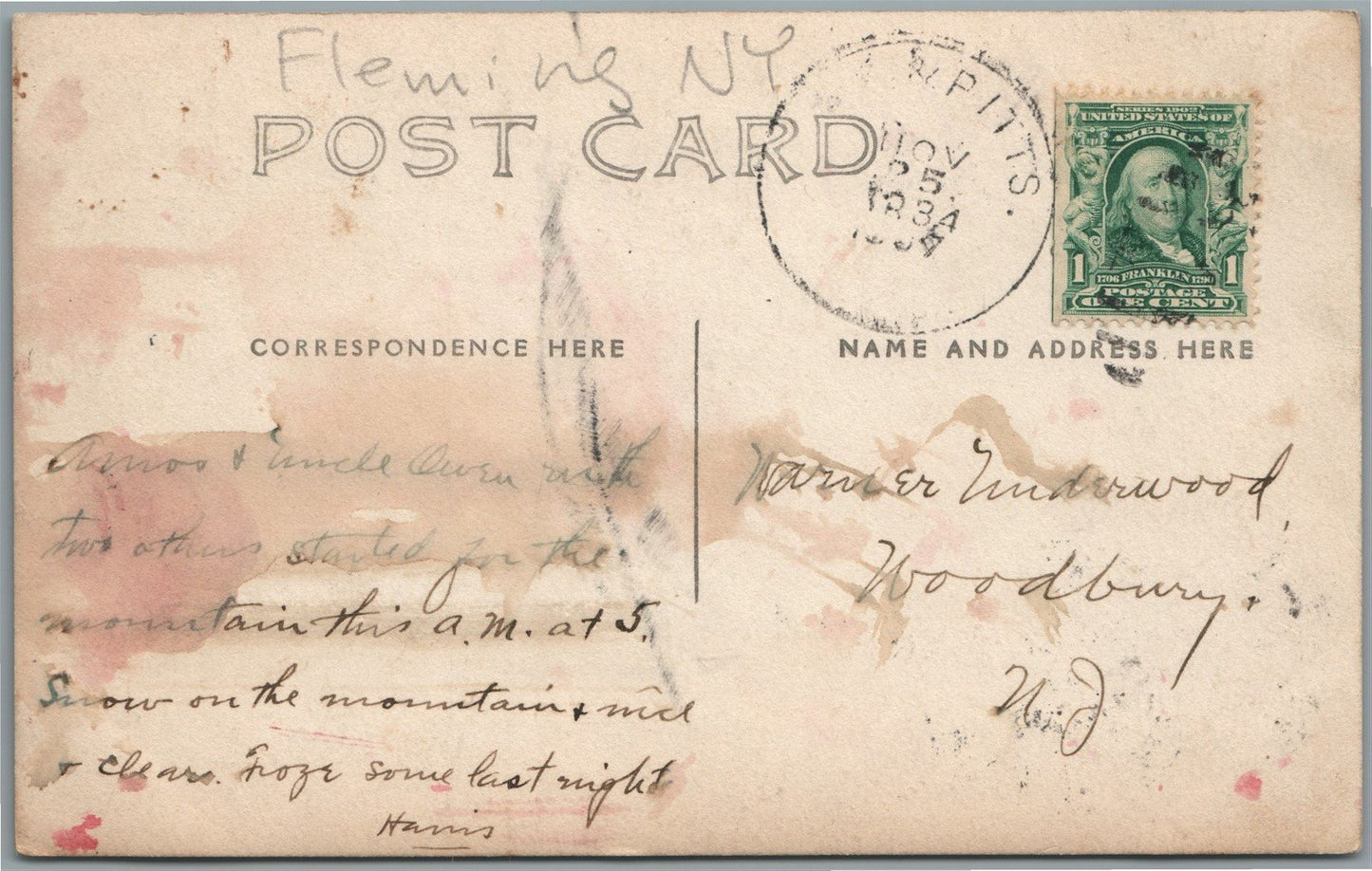 FLEMING NY GENERAL VIEW ANTIQUE REAL PHOTO POSTCARD RPPC