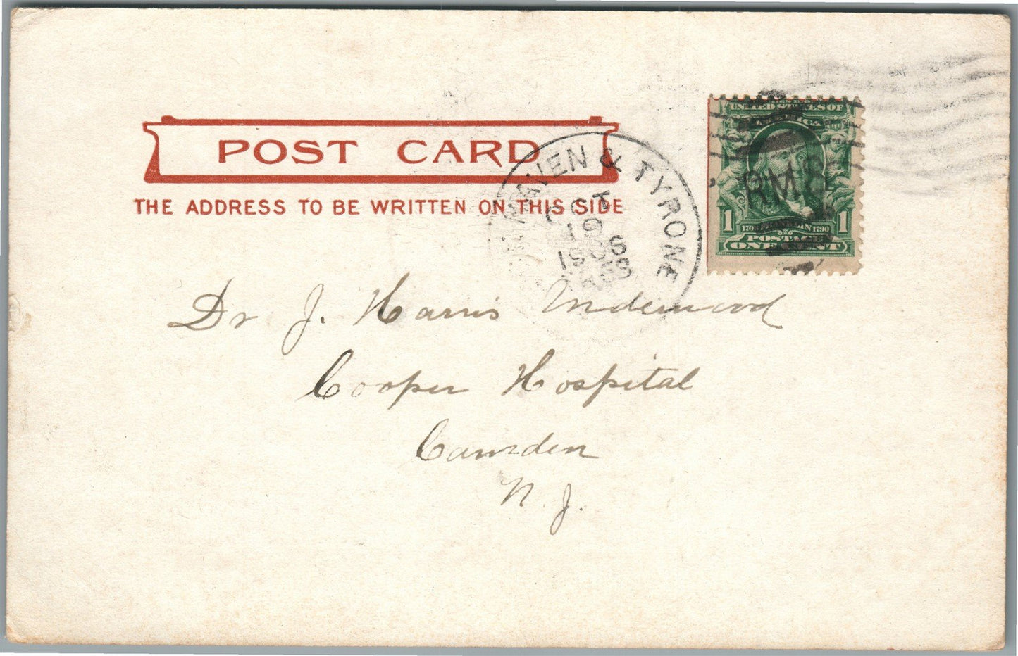 BELLEFONTE PA CURTIN STATUE & SOLDIER'S MONUMENT ANTIQUE POSTCARD