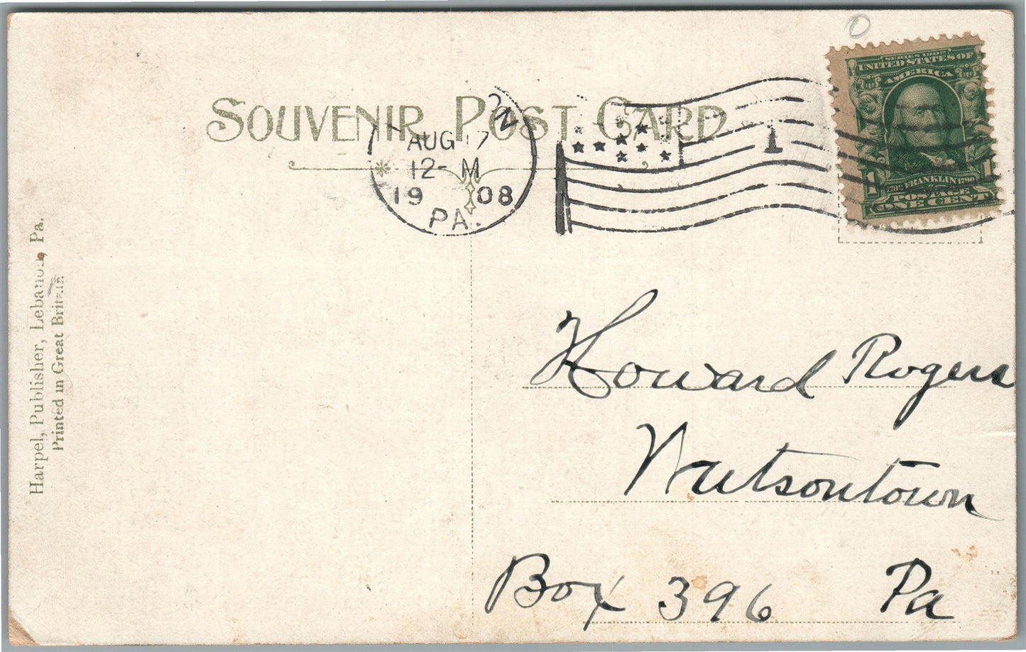 LEBANON PA SONS OF AMERICA HALL ANTIQUE POSTCARD