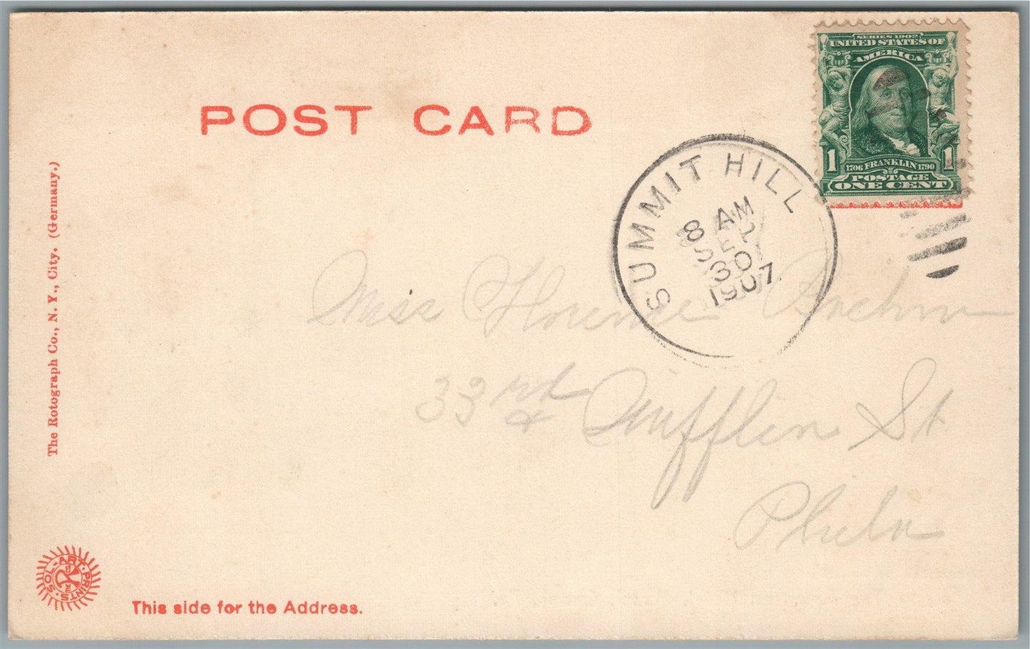 MAUCH CHUNK PA PHILADELPHIA AMERICAN HOTEL ANTIQUE POSTCARD