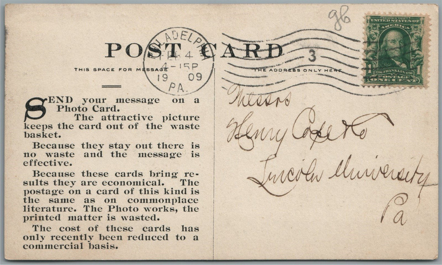 PHILADELPHIA PA POST CARD ADVERTISING 1908 ANTIQUE REAL PHOTO POSTCARD RPPC