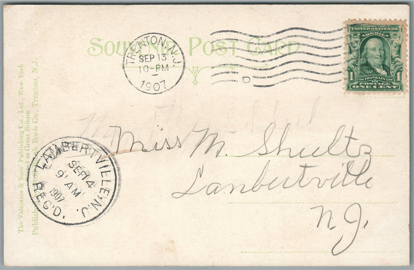 TRENTON NJ BIRDS EYE VIEW ANTIQUE POSTCARD